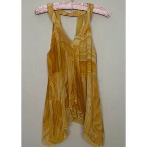 Diane Von Furstenberg Sz 6 Yellow Silk Geody Crytal Print “Falyn" Flowy Tank Top